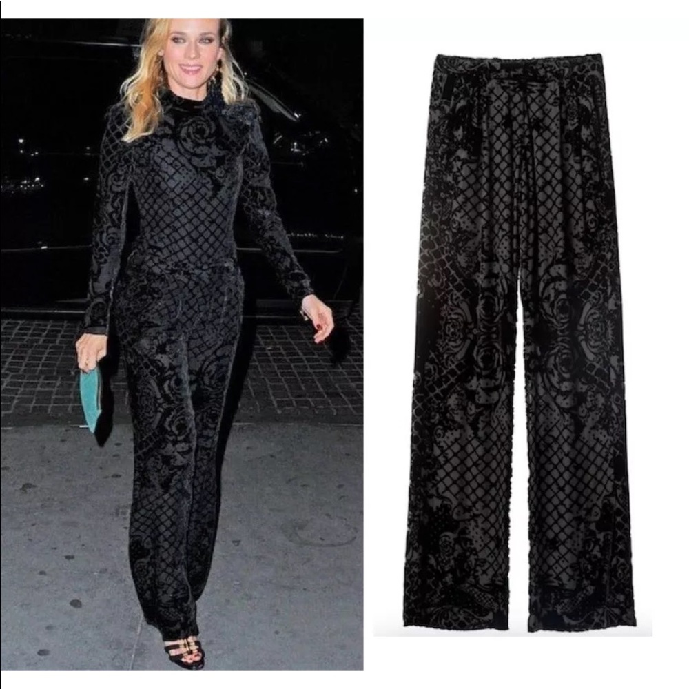 H&M Balmain black velvet pants